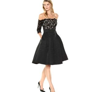 Eliza j lace bodice off shoulder fit flare dress